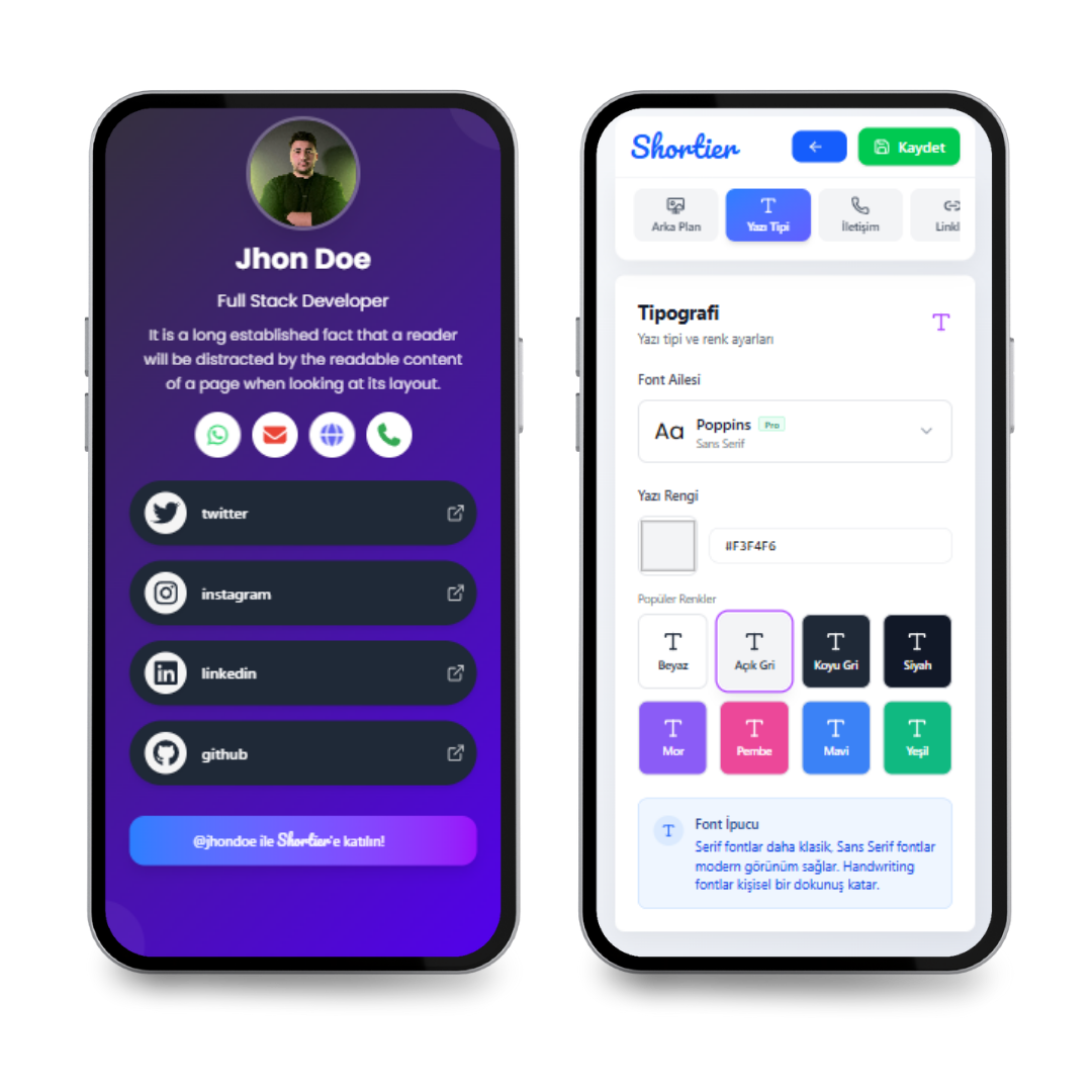Tek bir link ile tüm sosyal medya hesaplarınızı paylaşın